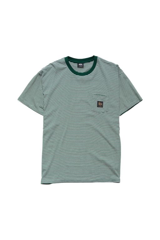 Stussy Mens Authentic Yarn Dye SS Pocket T Shirt Green - YZGFI6019